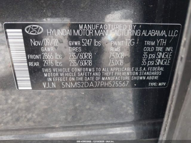 2023 HYUNDAI SANTA FE 5NMS2DAJ7PH525567 Photo 8