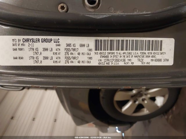 Aukcja sprzedaży 2011 Ram Ram 1500 Slt, vin: 1D7RV1CP1BS614186, numer aukcji: 43903096