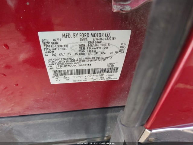 2012 FORD EXPLORER 1FMHK7D96CGB02151 Photo 8