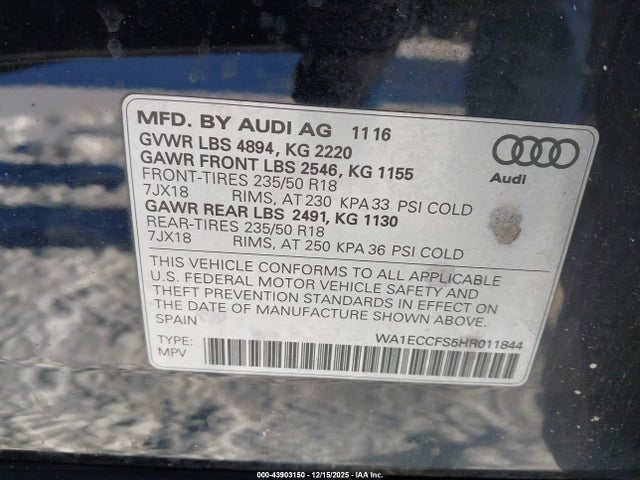 2017 AUDI Q3 WA1ECCFS5HR011844 Photo 8