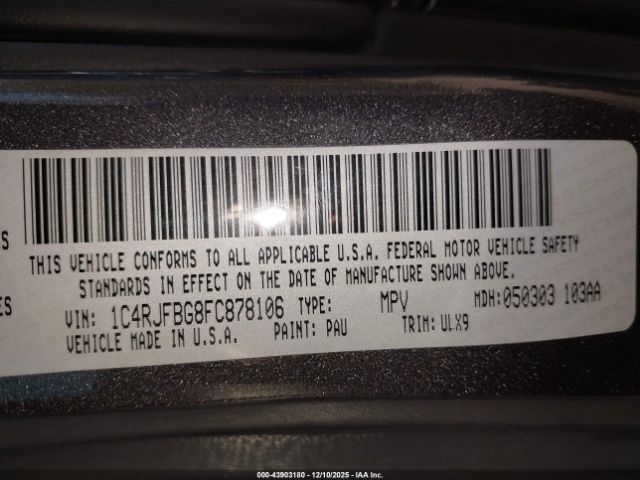 2015 JEEP GRAND CHEROKEE 1C4RJFBG8FC878106 Photo 8