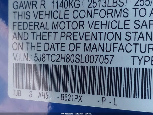 43903210 :رقم المزاد ، 5J8TC2H80SL007057 vin ، 2025 Acura Rdx A-spec Advance Package مزاد بيع