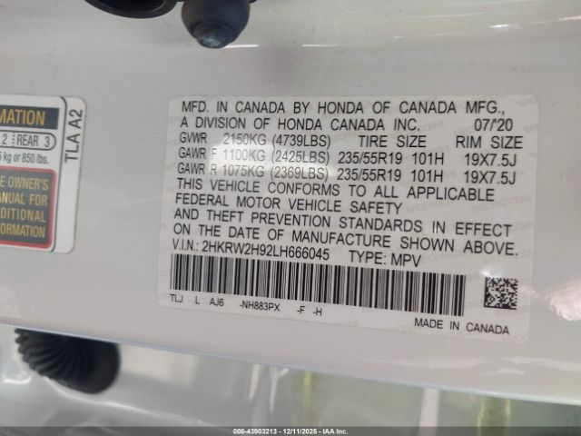 2020 HONDA CR-V 2HKRW2H92LH666045 Photo 8