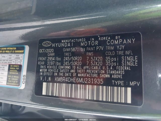2021 HYUNDAI PALISADE KM8R4DHE6MU231935 Photo 8