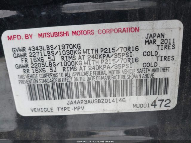2011 MITSUBISHI OUTLANDER SPORT JA4AP3AU3BZ014146 Photo 8