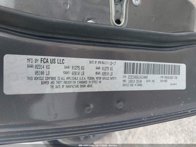 2C3CDXBG6JH210009 Dodge Charger Sxt Rwd