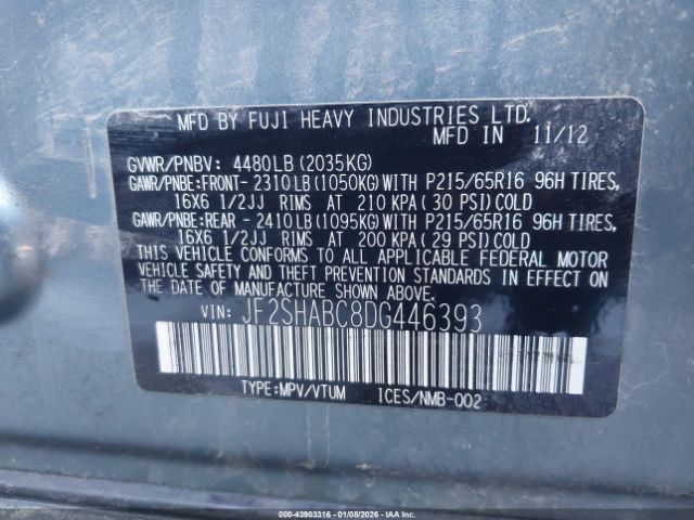 2013 SUBARU FORESTER JF2SHABC8DG446393 Photo 8