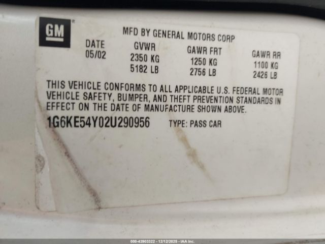 2002 CADILLAC DEVILLE 1G6KE54Y02U290956 Photo 8