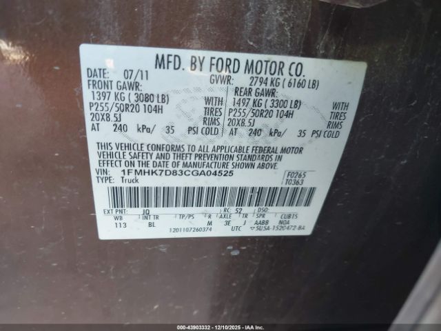 2012 FORD EXPLORER 1FMHK7D83CGA04525 Photo 8