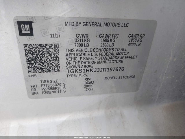 2018 GMC YUKON XL 1GKS1HKJ3JR197676 Photo 8