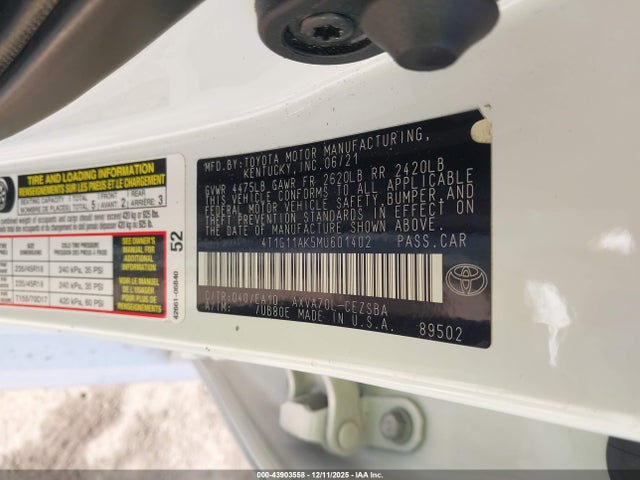 4T1G11AK5MU601402 Toyota CAMRY SE
