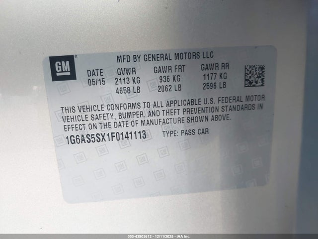 2015 CADILLAC CTS 1G6AS5SX1F0141113 Photo 8