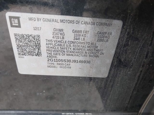 2018 CHEVROLET IMPALA 2G1105S30J9145936 Photo 8