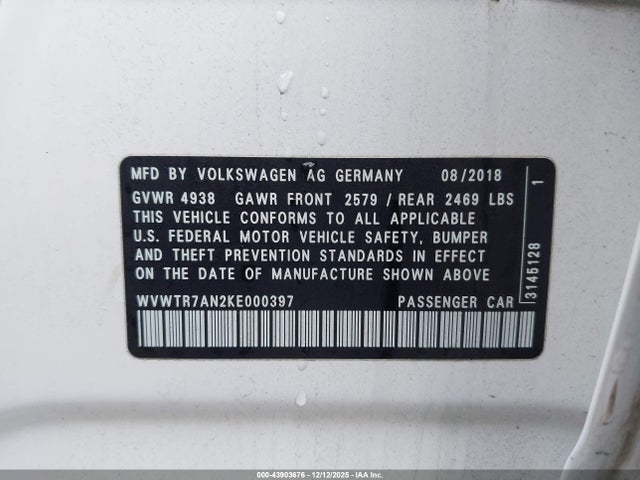2019 VOLKSWAGEN ARTEON WVWTR7AN2KE000397 Photo 8