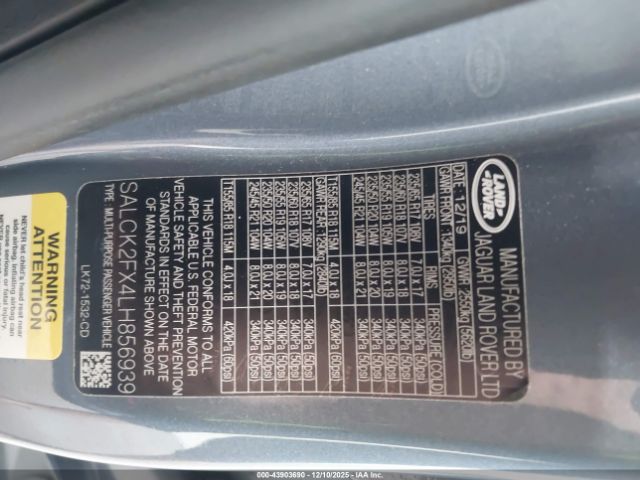 2020 LAND ROVER DISCOVERY SPORT SALCK2FX4LH856939 Photo 8