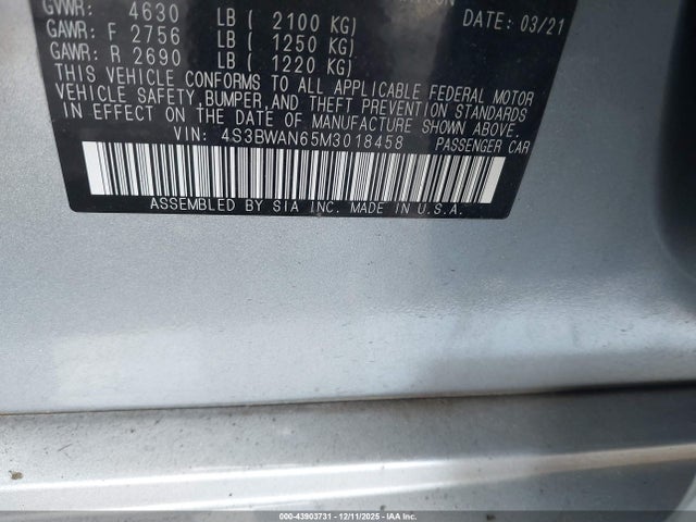 2021 SUBARU LEGACY 4S3BWAN65M3018458 Photo 8