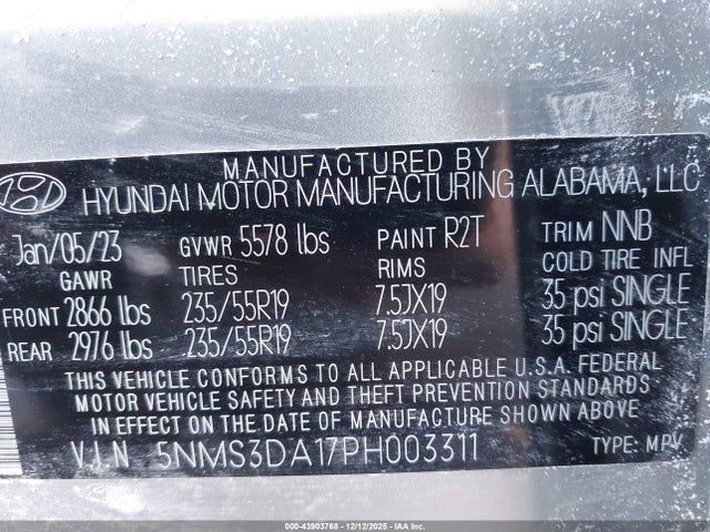 2023 HYUNDAI SANTA FE HYBRID 5NMS3DA17PH003311 Photo 8