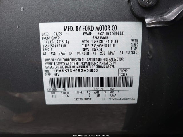 Ford EXPLORER XLT 2024 1FMSK7DH9RGA04656 Image 9