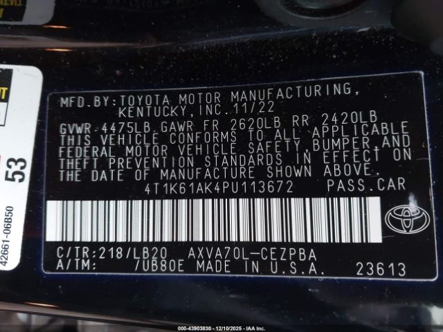 2023 TOYOTA CAMRY 4T1K61AK4PU113672 Photo 8