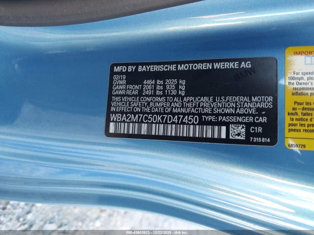 2019 BMW 230I WBA2M7C50K7D47450 Photo 8