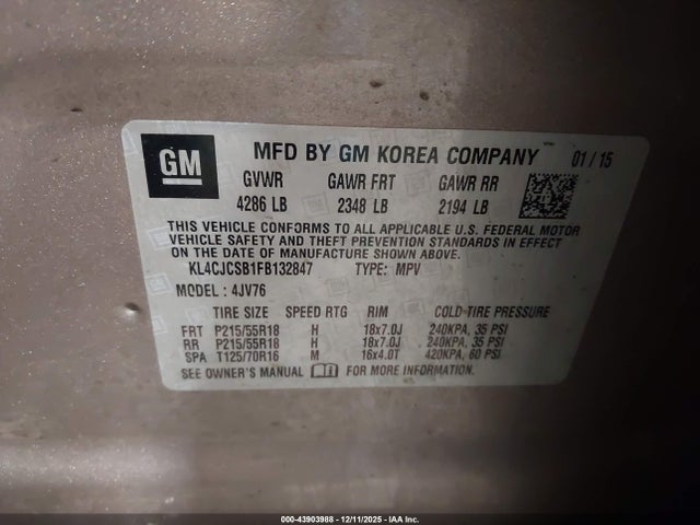 2015 BUICK ENCORE KL4CJCSB1FB132847 Photo 8