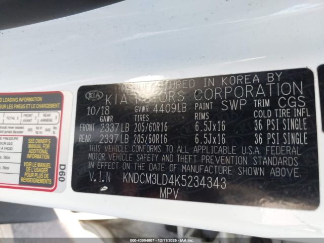 2019 KIA NIRO PLUG-IN HYBRID KNDCM3LD4K5234343 Photo 8