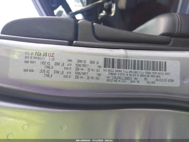 2020 JEEP GRAND CHEROKEE 1C4RJFAG1LC294515 Photo 8