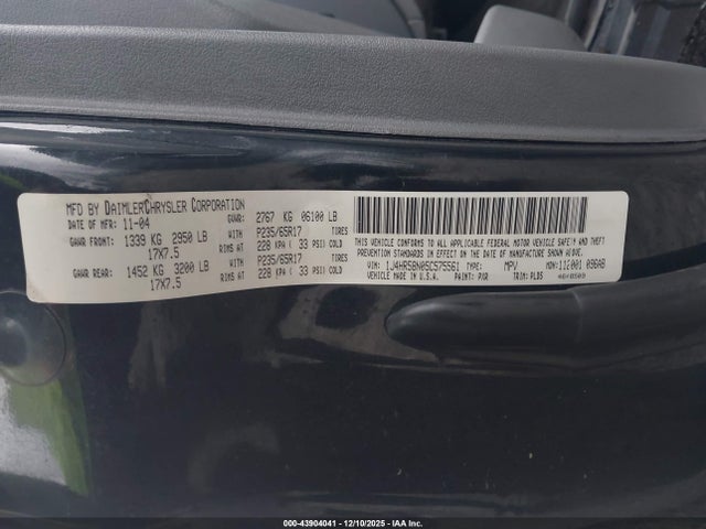 2005 JEEP GRAND CHEROKEE 1J4HR58N05C575561 Photo 8