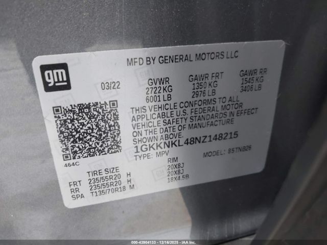 2022 GMC ACADIA 1GKKNKL48NZ148215 Photo 8