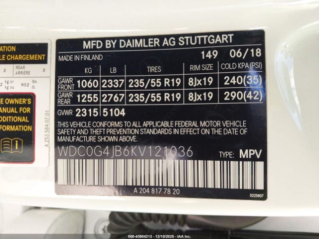 2019 MERCEDES-BENZ GLC 300 WDC0G4JB6KV121036 Photo 8