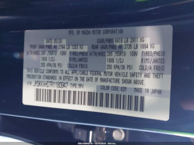 2024 MAZDA CX-90 JM3KKAHD7R1180947 Photo 8