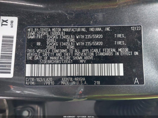 2024 TOYOTA HIGHLANDER HYBRID 5TDEBRCH9RS139561 Photo 8