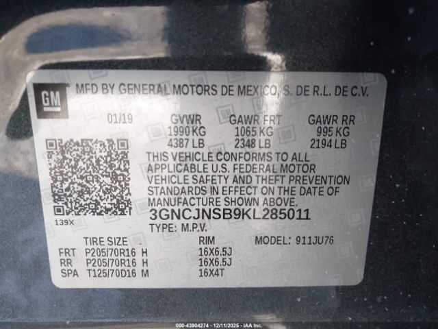 2019 CHEVROLET TRAX 3GNCJNSB9KL285011 Photo 8