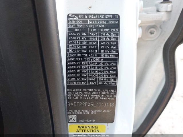 2020 JAGUAR E-PACE SADFP2FX9L1013418 Photo 8