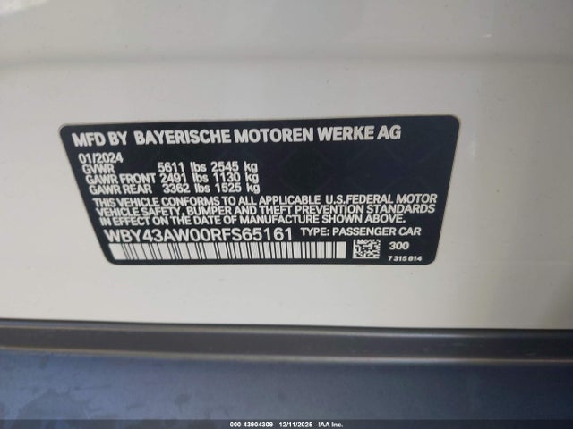 WBY43AW00RFS65161 BMW I4 Gran Coupe Edrive35