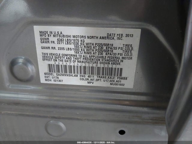 2013 MITSUBISHI OUTLANDER SPORT 4A4AP3AU3DE015631 Photo 8