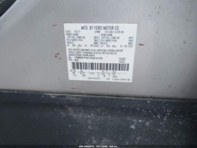 2018 FORD EXPLORER 1FM5K7F87JGA16156 Photo 8