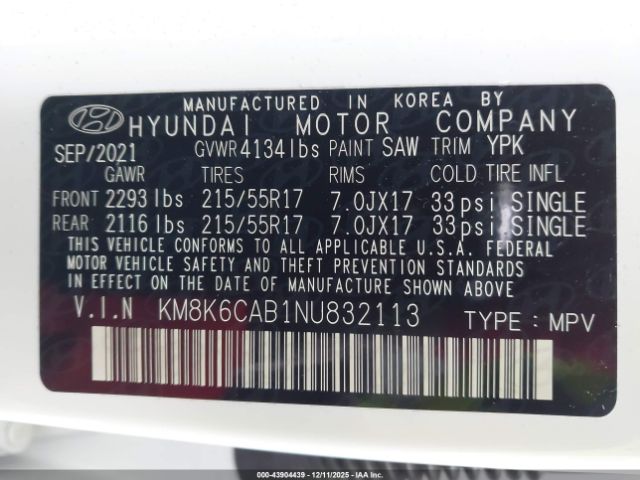2022 HYUNDAI KONA KM8K6CAB1NU832113 Photo 8