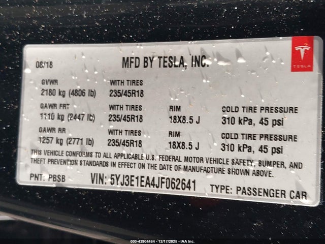 2018 TESLA MODEL 3 5YJ3E1EA4JF062641 Photo 8
