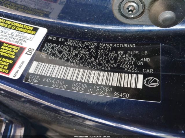 2021 LEXUS ES 350 58ADZ1B15MU105459 Photo 8