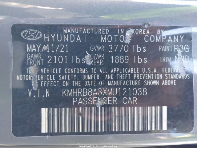 2021 HYUNDAI VENUE KMHRB8A3XMU121038 Photo 8