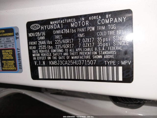 Hyundai Tucson Eco 2017 KM8J3CA25HU371507 Image 9