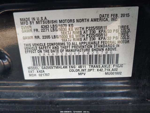 2015 MITSUBISHI OUTLANDER SPORT 4A4AP3AUXFE025706 Photo 8