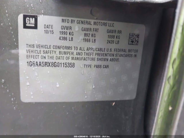 Aukcja sprzedaży 2016 Cadillac Ats Standard, vin: 1G6AA5RX8G0115358, numer aukcji: 43904616