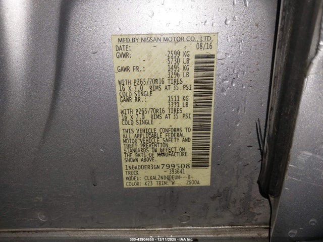 Nissan FRONTIER S 2016 1N6AD0ER3GN799508 Image 19