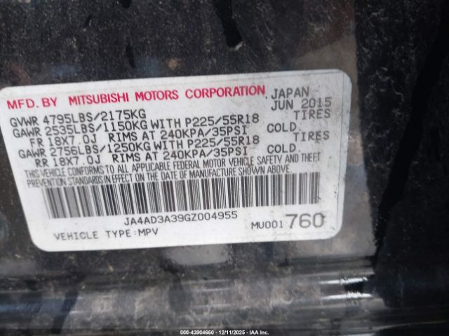 2016 MITSUBISHI OUTLANDER JA4AD3A39GZ004955 Photo 8