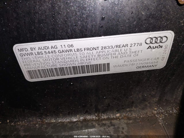 2007 AUDI A6 WAUDV74F27N085654 Photo 8
