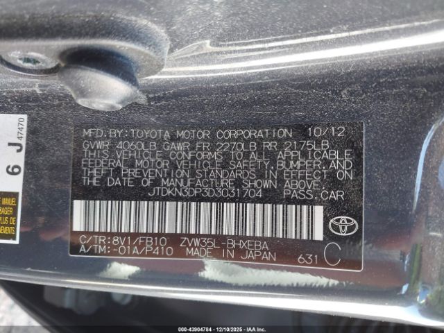 2013 TOYOTA PRIUS PLUG-IN JTDKN3DP3D3031704 Photo 8