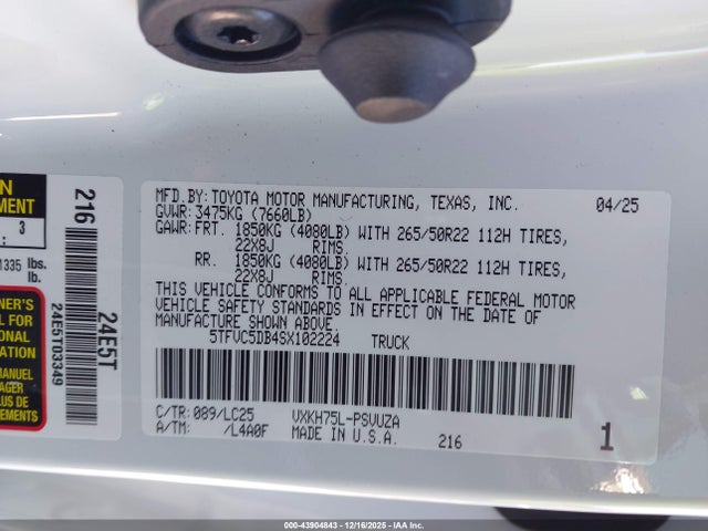 5TFVC5DB4SX102224 Toyota Tundra Hybrid Capstone Crewmax 6.4&#039; Bed