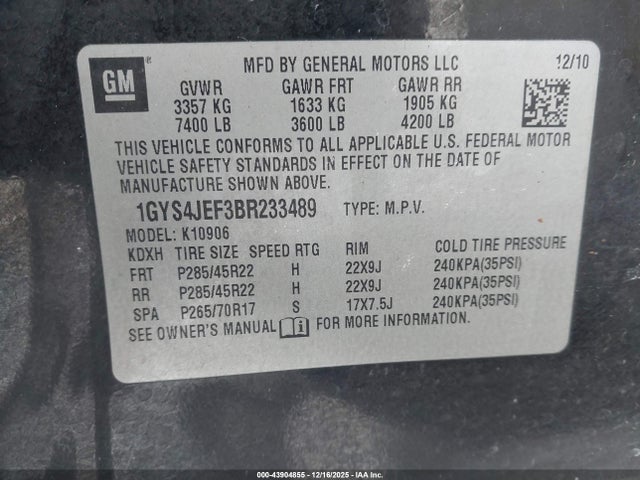 2011 CADILLAC ESCALADE ESV 1GYS4JEF3BR233489 Photo 8